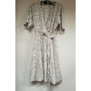 Holiday Womens Animal Print Fit & Flare Midi Dress XS Short Sleeve Belted NWOT